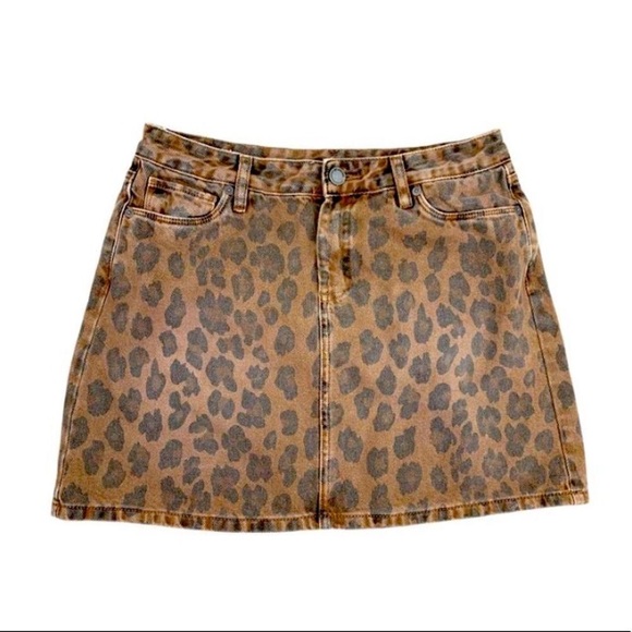 BLANK NYC Denim Skirt Leopard 30 NWT - Picture 1 of 5